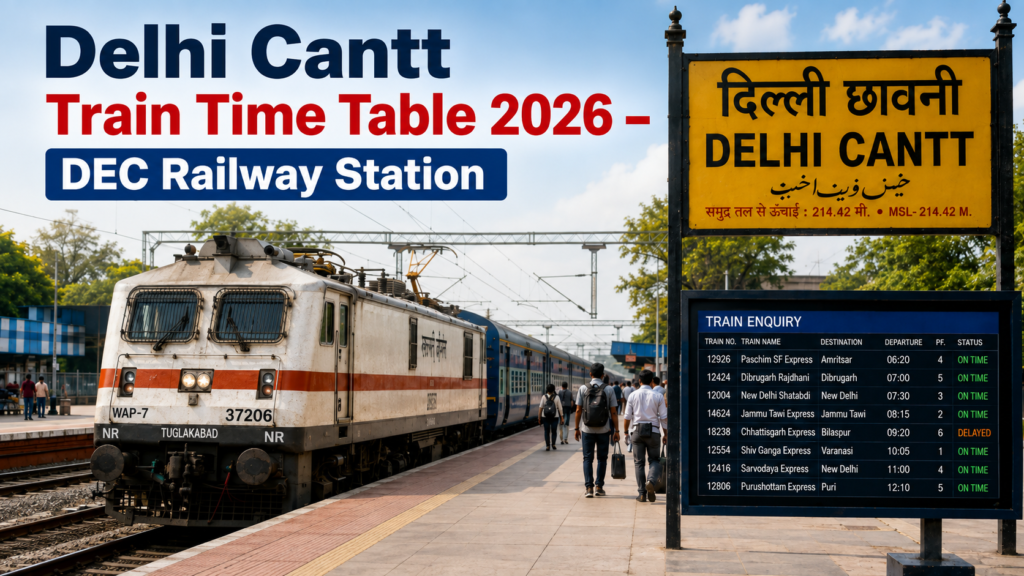 Delhi Cantt Train Time Table 2026 – DEC Railway Station