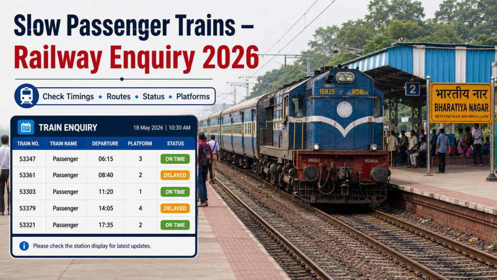 Slow Passenger Trains Railway Enquiry timetable and running status